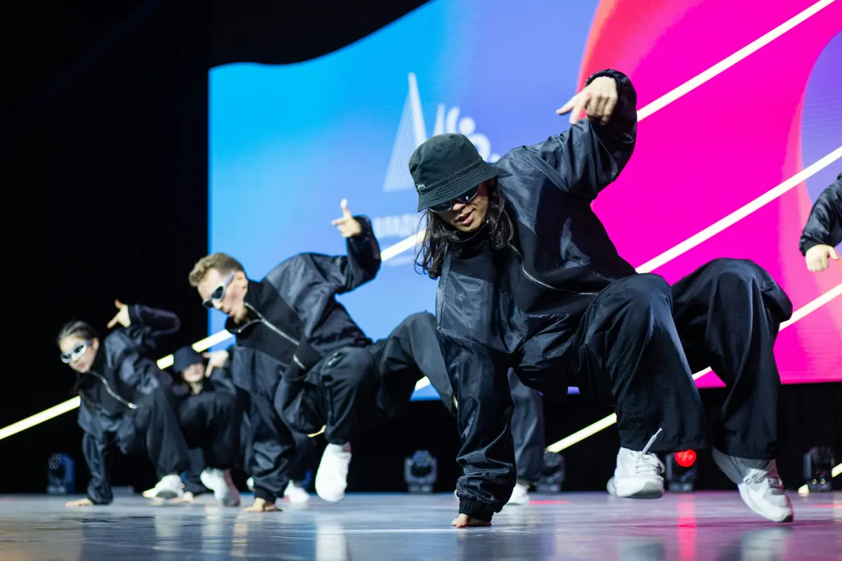 Crew performing on stage